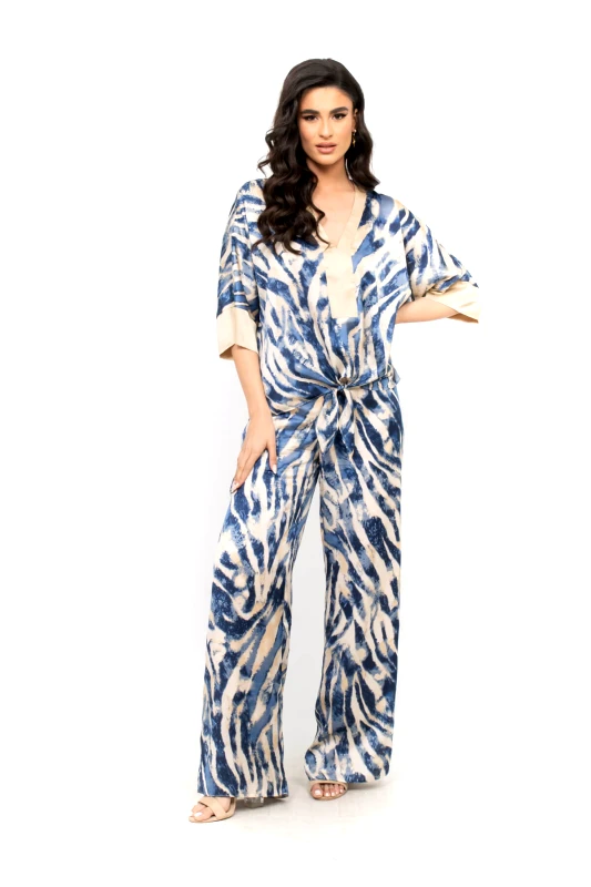 AXNARI ΠΑΝΤΕΛΟΝΙ PLUS SIZE ΣΑΤΕΝ ΜΠΛΕ