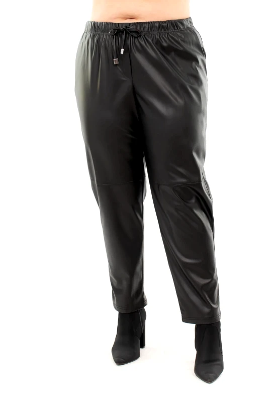 AXNARI ΠΑΝΤΕΛΟΝΙ PLUS SIZE ECO LEATHER ΜΕ ΛΑΣΤΙΧΟ ΜΑΥΡΟ