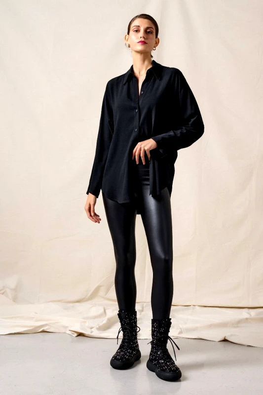 AXNARI ΚΟΛΑΝ ECO-LEATHER ΜΑΥΡΟ ΜΑΥΡΟ