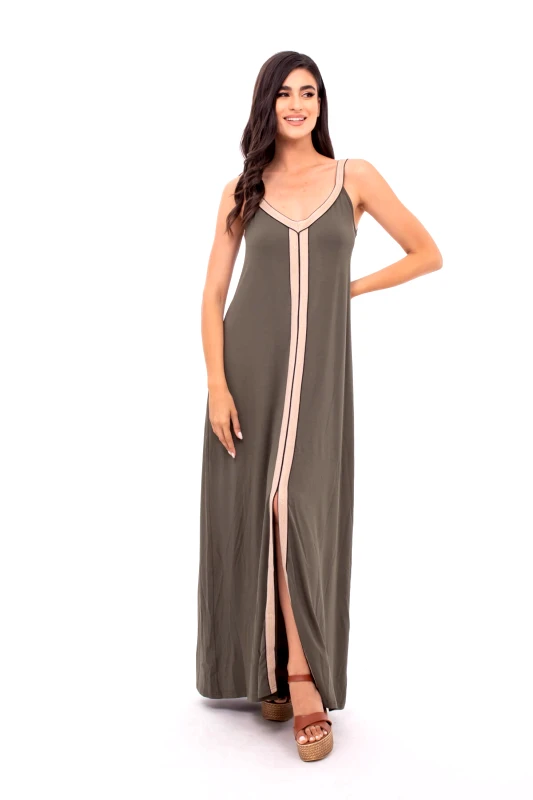 AXNARI ΦΟΡΕΜΑ PLUS SIZE ΜΑΚΡΥ ΧΑΚΙ ΜΕ ΜΠΕΖ ΤΡΕΣΑ ΧΑΚΙ