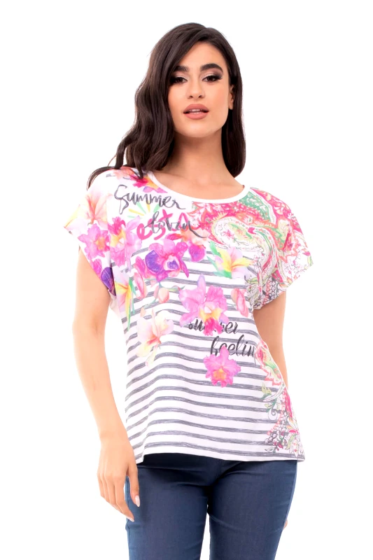 AXNARI ΜΠΛΟΥΖΑ ΜΕ ΤΥΠΩΜΑ ΡΙΓΕ FLORAL MULTICOLOR