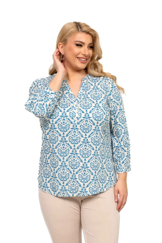 AXNARI ΜΠΛΟΥΖΑ PLUS SIZE ΜΕ ΜΟΤΙΒΑ ΣΙΕΛ ΣΙΕΛ