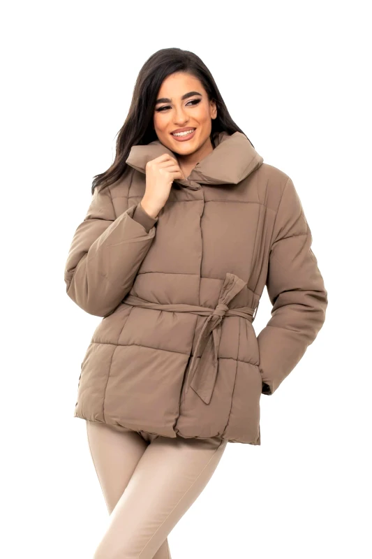AXNARI ΜΠΟΥΦΑΝ ΚΟΝΤΟ PUFFER ΜΕ ΖΩΝΗ ΚΑΦΕ ΚΑΦΕ