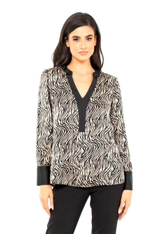 AXNARI ΜΠΛΟΥΖΑ ΣΑΤΕΝ ANIMAL ΜΕ V ΛΑΙΜΟΚΟΨΗ ANIMAL