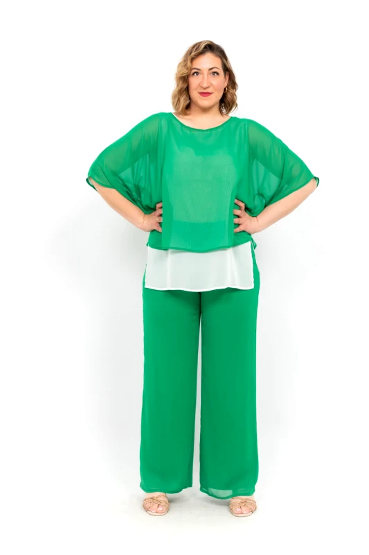 AXNARI ΠΑΝΤΕΛΟΝΙ PLUS SIZE ΜΟΥΣΕΛΙΝΑ ΠΡΑΣΙΝΗ ΠΡΑΣΙΝΟ