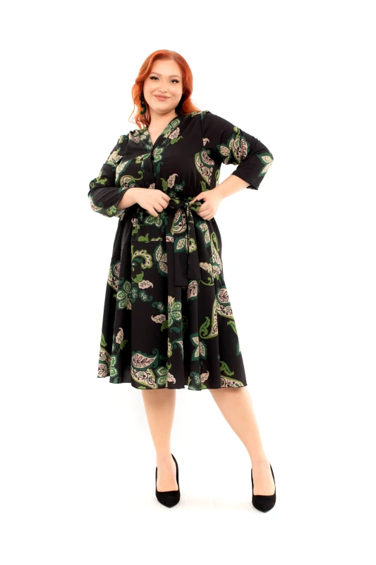 AXNARI ΦΟΡΕΜΑ PLUS SIZE ΜΙΝΤΙ ΕΜΠΡΙΜΕ ΜΕ ΚΟΥΜΠΙΑ ΠΡΑΣΙΝΟ