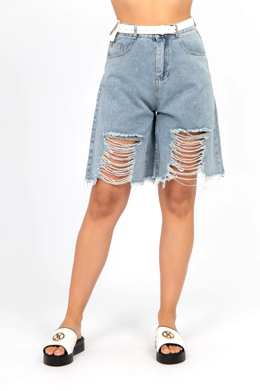 AXNARI ΒΕΡΜΟΥΔΑ JEAN ΜΕ ΞΕΦΤΙΑ ΚΑΙ ΖΩΝΗ DENIM