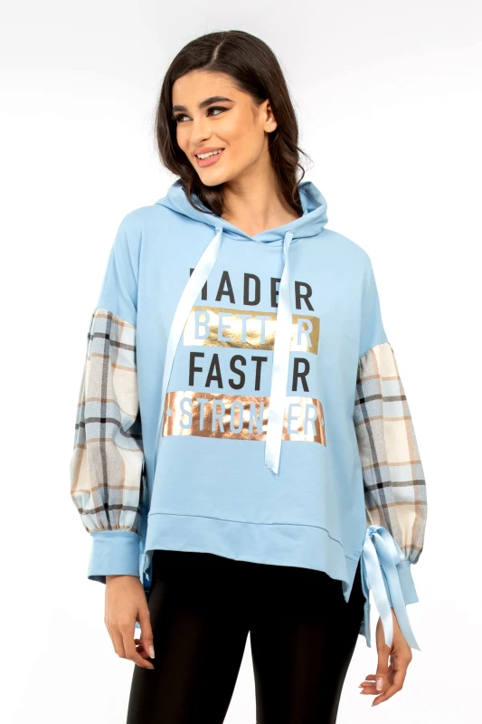 AXNARI ΜΠΛΟΥΖΑ ΦΟΥΤΕΡ OVERSIZE ΜΕ ΚΑΡΟ ΜΑΝΙΚΙΑ t21274s ΣΙΕΛ