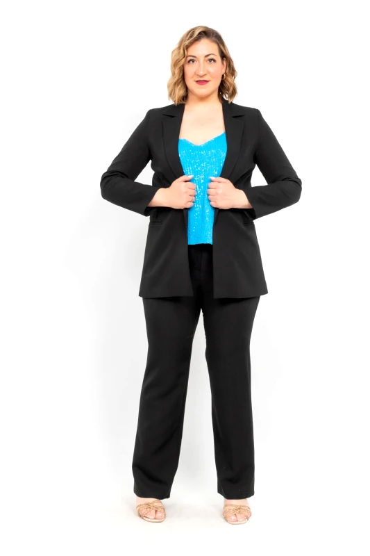 AXNARI ΣΑΚΑΚΙ PLUS SIZE BLAZER ΜΑΥΡΟ ΜΑΥΡΟ