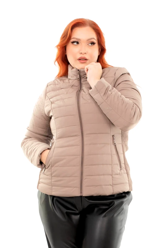 AXNARI ΜΠΟΥΦΑΝ PLUS SIZE ΚΟΝΤΟ ΕΛΑΦΡΥ ΕΠΟΧΗΣ ΜΠΕΖ ΜΠΕΖ
