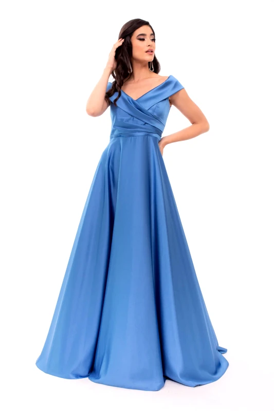 AXNARI ΦΟΡΕΜΑ PLUS SIZE ΣΑΤΕΝ ΜΑΚΡΥ INDIGO INDIGO