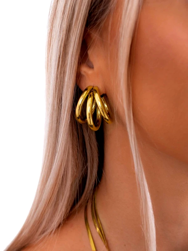 Annakey BIG TRIPLE GOLD HOOP EARRINGS