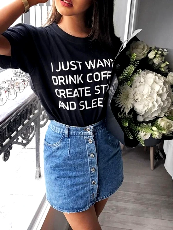 Annakey JUST WANT TO BLACK T- SHIRT