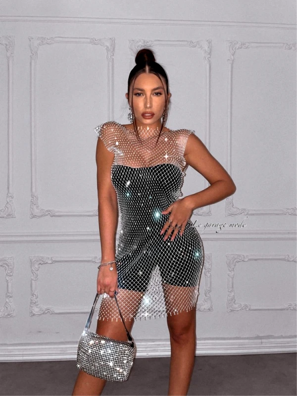 Annakey DAKOTA WHITE STRASS NET DIAMOND DRESS