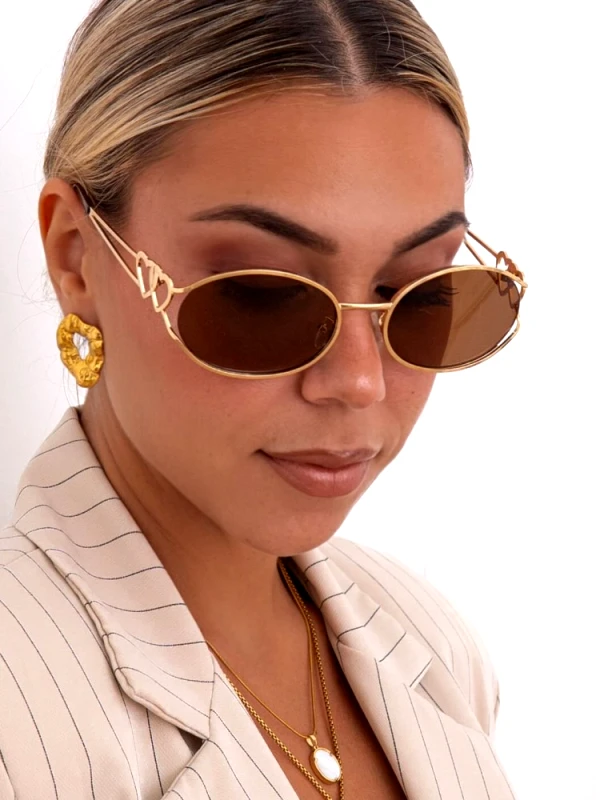 Annakey ANNAKEY HEARTS METALLIC GOLD BROWN SUNGLASSES