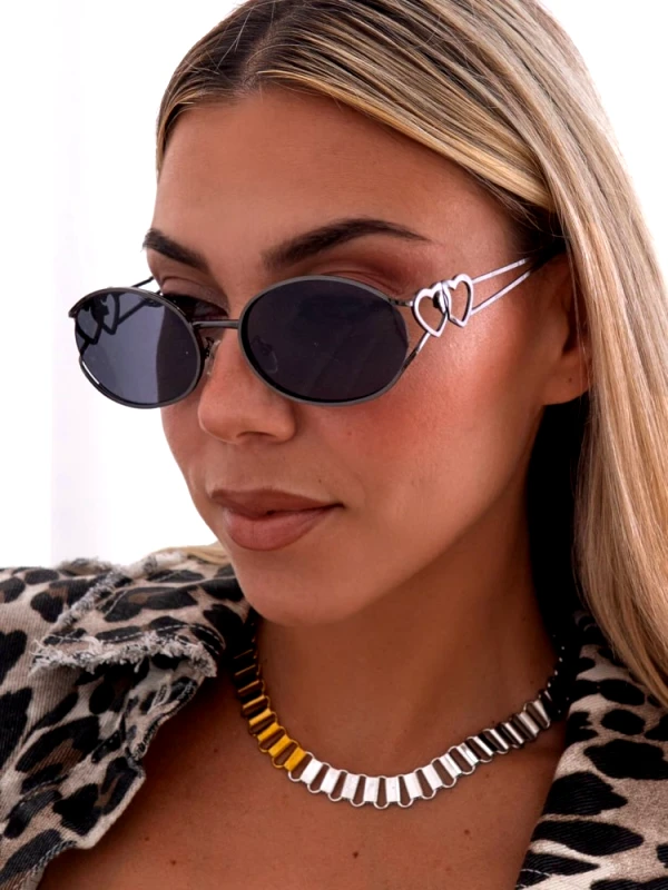 Annakey ANNAKEY HEARTS METALLIC BLACK SUNGLASSES