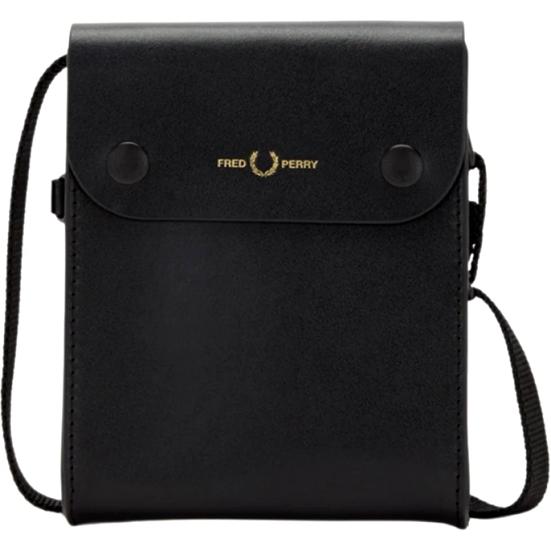 Fred Perry Ανδρικό Τσαντάκι Ώμου Fred Perry Burnished Leather Pouch L4331-102 Μαύρο