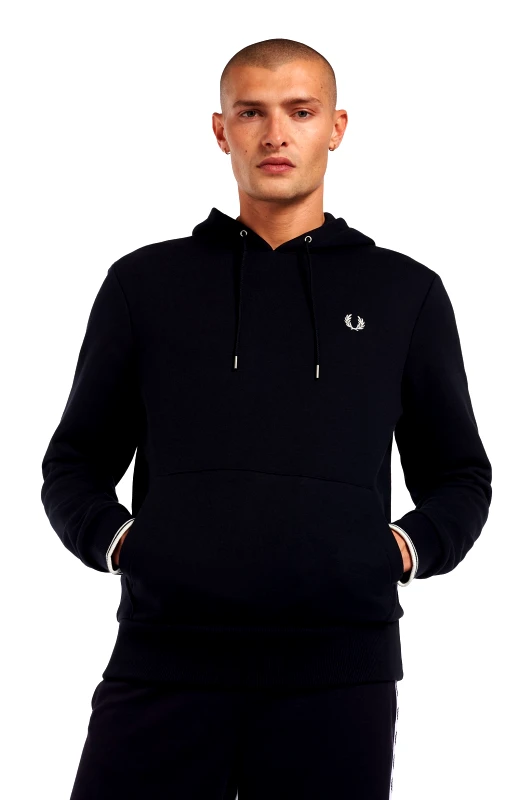 Fred Perry Fred Perry Ανδρικό Φούτερ Με Κουκούλα Tipped Hooded Sweatshirt M2643-102 Μαύρο