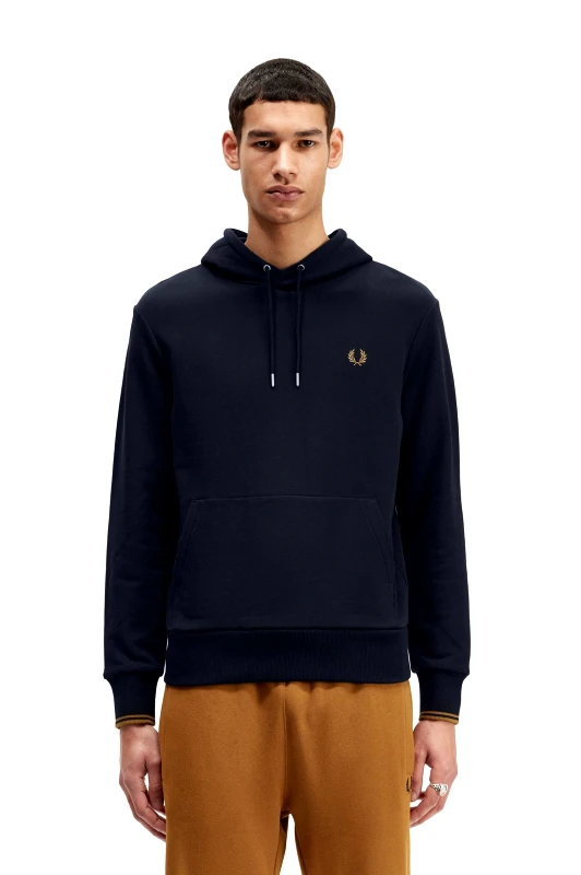 Fred Perry Fred Perry Ανδρικό Φούτερ Με Κουκούλα Tipped Hooded Sweatshirt M2643-R63 Μπλε