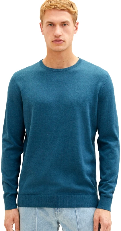 Tom Tailor Tom Tailor Ανδρικό Πουλόβερ BASIC CREW Neck Sweater 1027661-32721 Πετρόλ