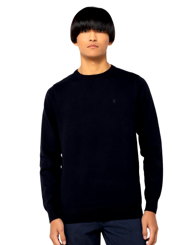 The Bostonians The Bostonians Ανδρικό Πουλόβερ Classic Crew Neck Jumper 3MO1009-B166NV Μπλε Σκούρο