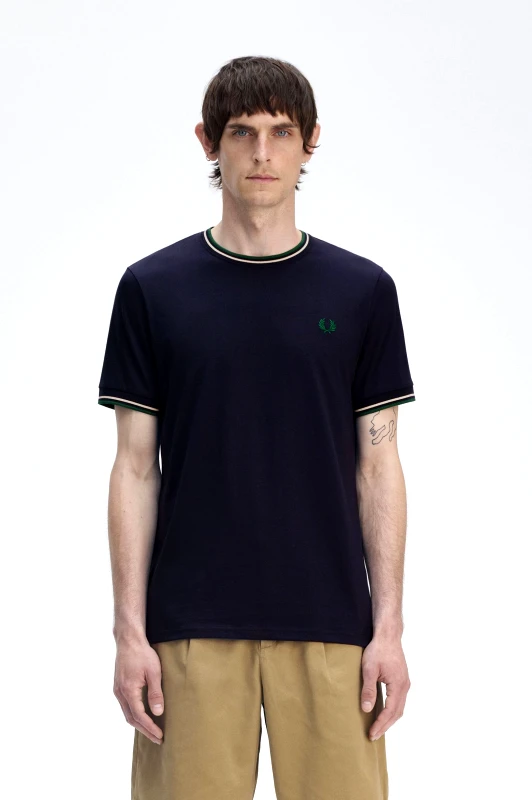 Fred Perry Fred Perry Ανδρική Μπλούζα Τ-Shirt Twin Tipped M1588-Y30 Μπλε