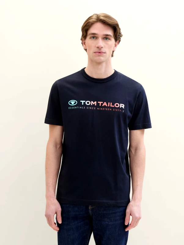 Tom Tailor Tom Tailor Ανδρική Μπλούζα T-Shirt With A Logo Print 1041855-10668 Μπλε