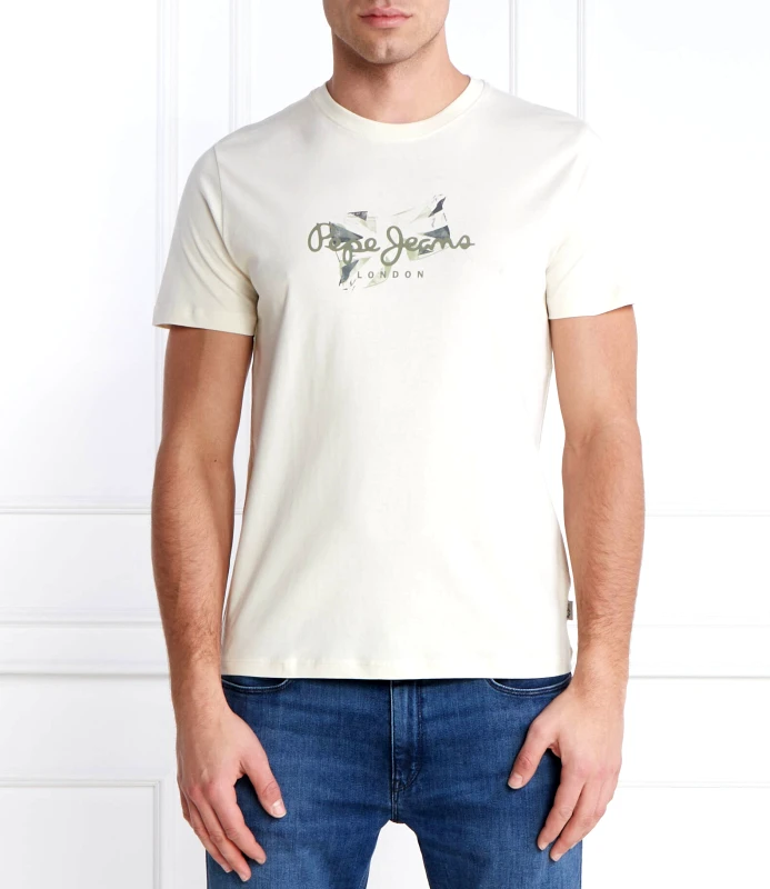 Pepe Jeans Pepe Jeans Ανδρική Μπλούζα Count T-Shirt PM509208-804 Εκρού
