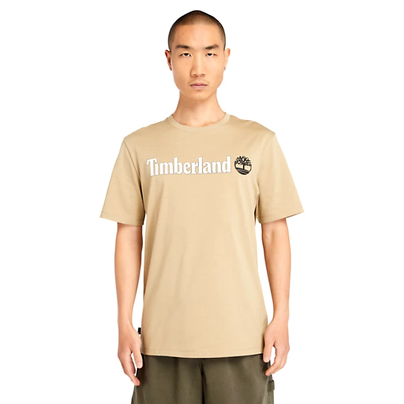 Timberland Timberland Ανδρική Μπλούζα T-Shirt Linear Logo TB0A5UPQDH4 Μπεζ