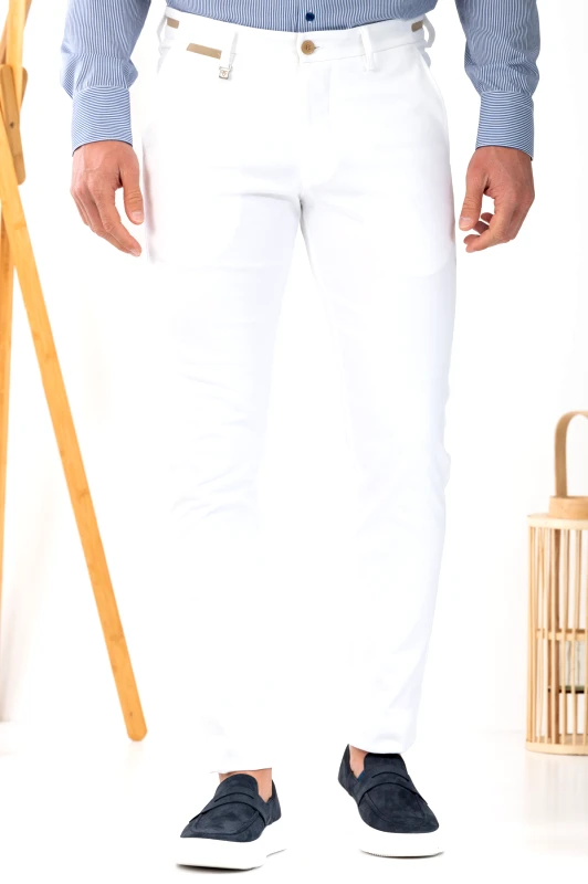 Vittorio Ανδρικό Παντελόνι Chinos 500-24-COMO White Λευκό φωτογραφία