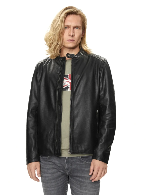 Pepe Jeans Pepe Jeans Ανδρικό Δερμάτινο Μπουφάν Tristan PM402991-999 Μαύρο