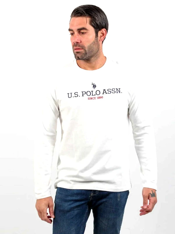 U.S. Polo ASSN. Us Polo Assn. Ανδρικό T-Shirt Μακρυμάνικο Joel 168 66772 52956-101 Λευκό