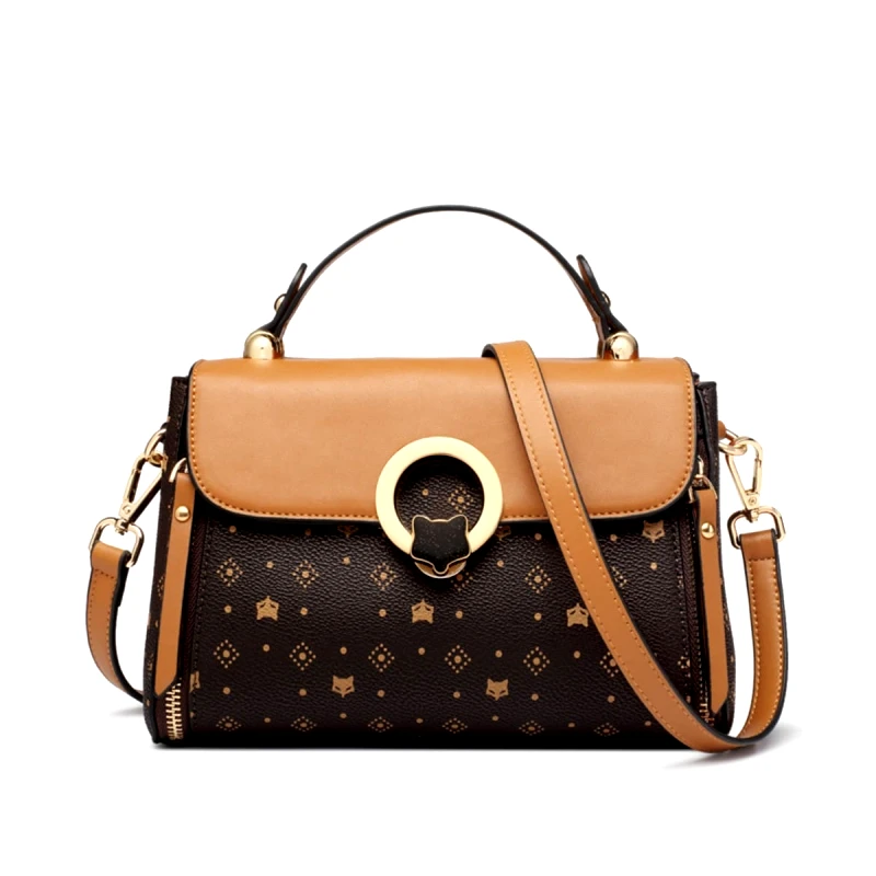 foxer Δερμάτινη Γυναικεία Τσάντα PVC Χειρός/Ώμου Foxer 9111018F καφέ