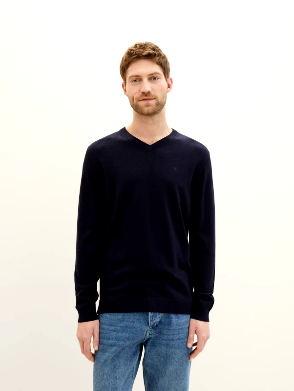 Tom Tailor Tom Tailor Ανδρικό Πλεκτό V-Neck Pullover 1038427-13160 Μπλε