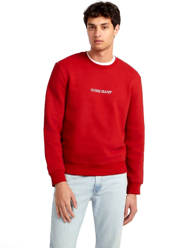 Guess Guess Jeans Ανδρικό Φούτερ Λαιμόκοψη M4YQ19K9V31-G585 Κόκκινο
