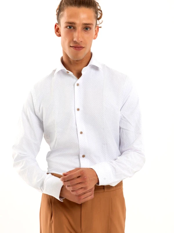 Vittorio Vittorio Ανδρικό Πουκάμισο 800-2324-308 BEIGE Λευκό