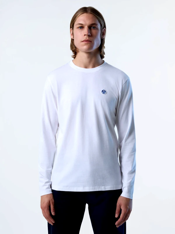 North Sails North Sails Ανδρική Μπλούζα Long-sleeved T-shirt with logo patch 692902000101 Λευκό