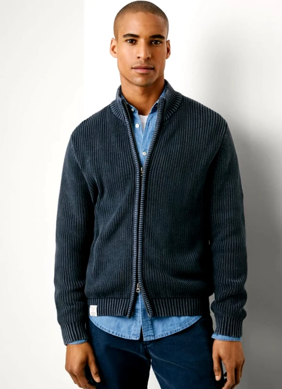 Pepe Jeans Ανδρική Πλεκτή Ζακέτα Parker Zip PM7000004-594 Μπλε
