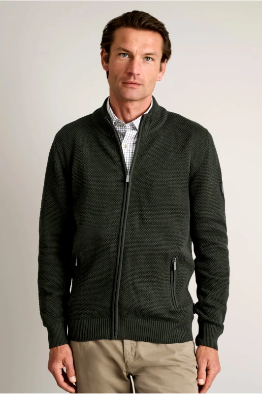 Navy &amp; Green Navy & Green Ανδρική Πλεκτή Βαμβακερή Ζακέτα 24YM.996/GZ.2 Deepest Green Πράσινο