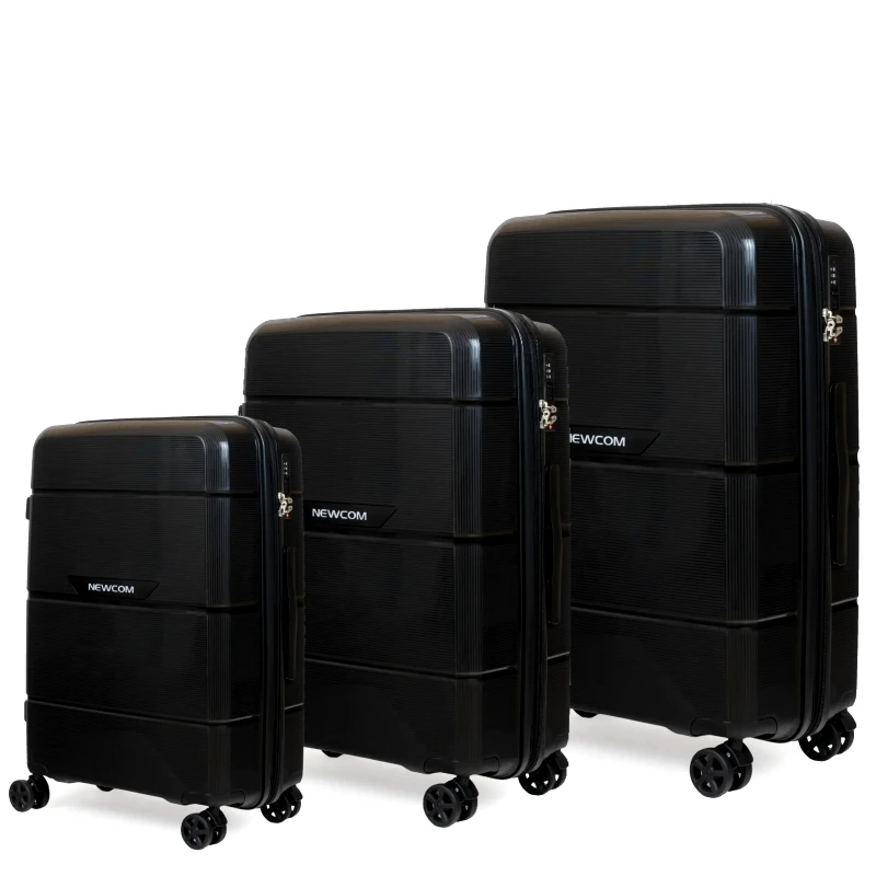 Newcom Βαλίτσα σκληρή Newcom (PP) (σετ 3 τεμαχίων) N1595 μαύρο