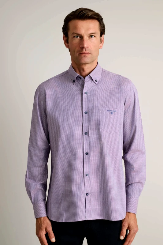 Navy &amp; Green Navy & Green Ανδρικό Πουκάμισο Μακρυμάνικο 24NG.B318/1B.3 Bordeaux/White Μπορντό