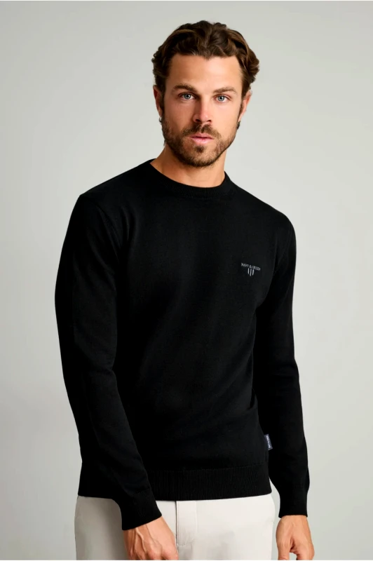 Navy &amp; Green Navy & Green Ανδρικό Πλεκτό Βαμβακερό 24YM.741/P.5 Black Μαύρο