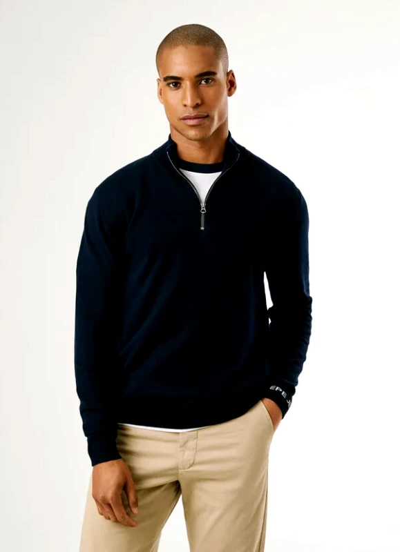 Pepe Jeans Pepe Jeans Ανδρικό Πλεκτό Half Zip Andre Mock Zipper PM7000012-594 Μπλε