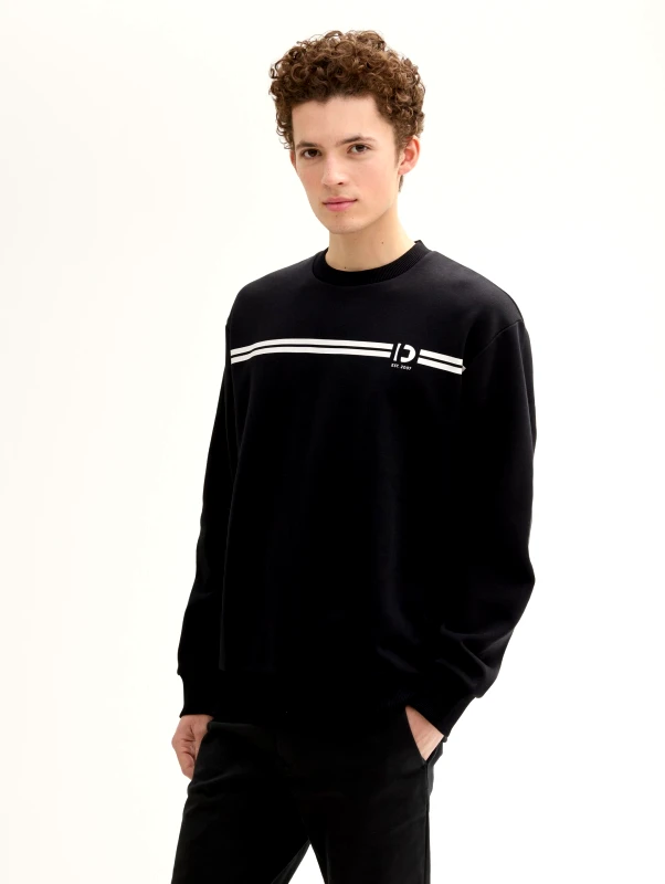 Tom Tailor Tom Tailor Ανδρικό Φούτερ Λαιμόκοψη 1043299-29999 Μαύρο