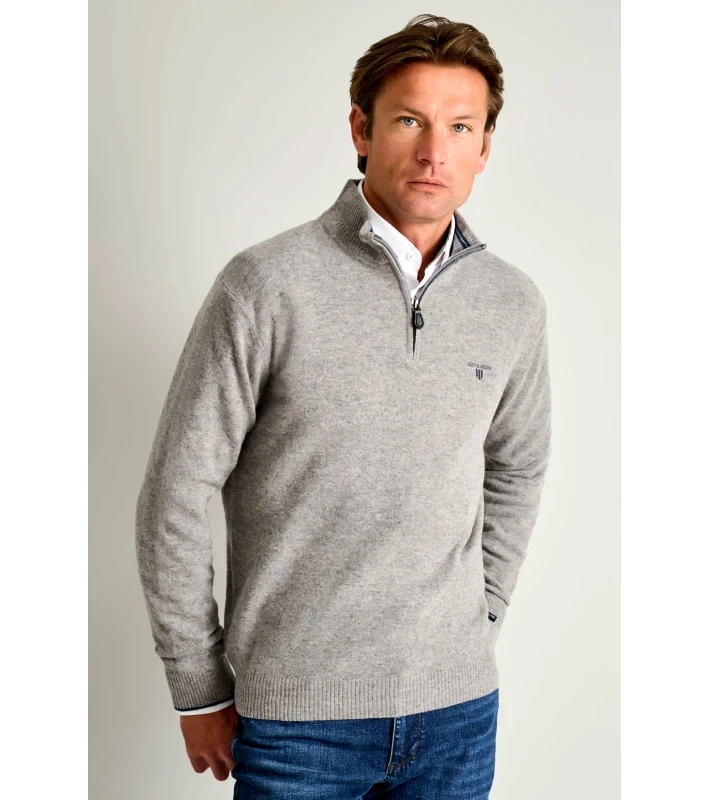 Navy &amp; Green Navy & Green Ανδρικό Πλεκτό Βαμβακερό Half Zip 24AR.958/LZ.4 Beige Grey Μπεζ