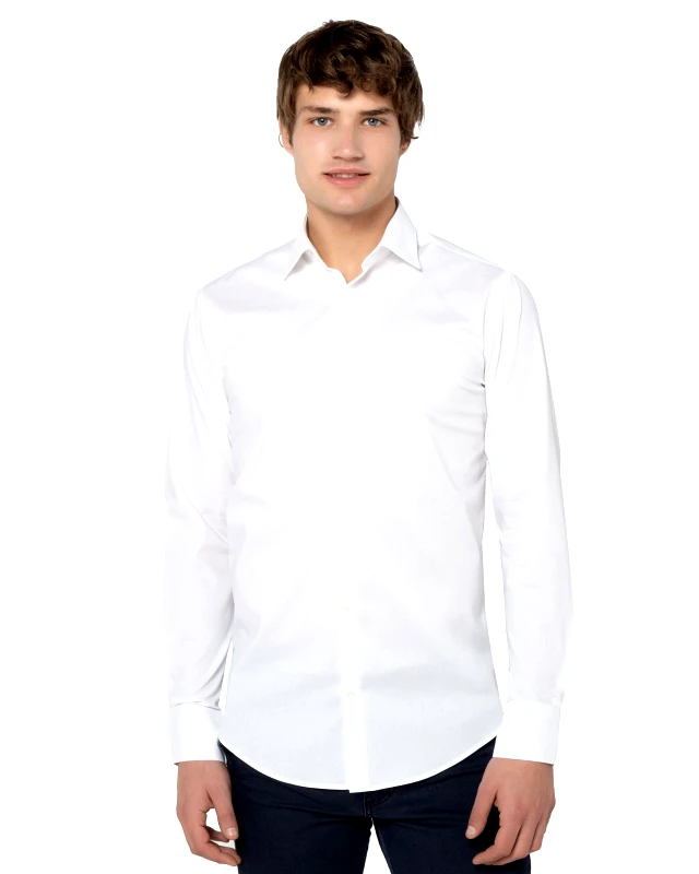 The Bostonians The Bostonians Ανδρικό Πουκάμισο Ποπλίνα Slim fit 3ACP0606-B001WH Λευκό