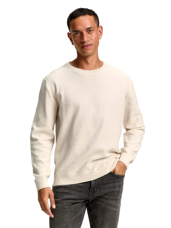 Tom Tailor Tom Tailor Ανδρικό Πουλόβερ Basic Knitted Sweater 1039810-38677 Εκρού