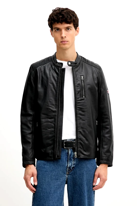 Pepe Jeans Pepe Jeans Ανδρικό Δερμάτινο Μπουφάν Joey PM4027178-999 Μαύρο