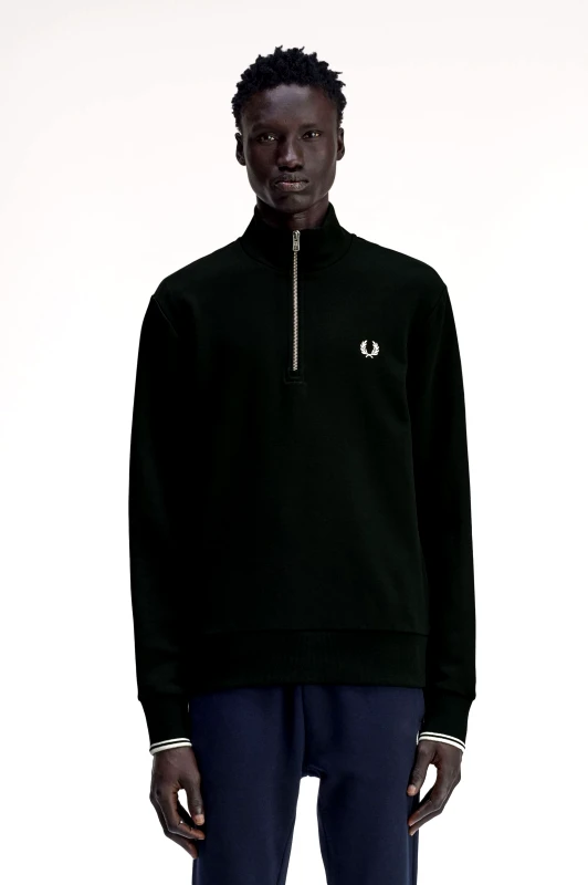 Fred Perry Fred Perry Ανδρικό Φούτερ Με Φερμουάρ Half Zip Sweatshirt M3574-T50 Πράσινο