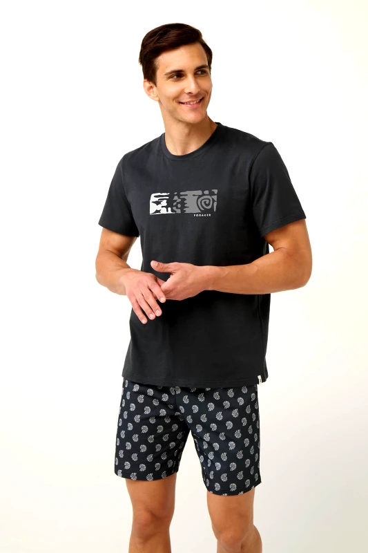 Vamp Vamp Βαμβακερή Ανδρική Πυτζάμα με Κοντό Παντελόνι